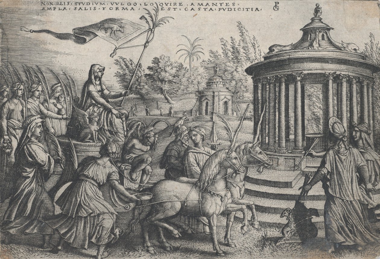 Kyskhetens triumf på kärleken, från Petrarkas triumfer. av Georg Pencz