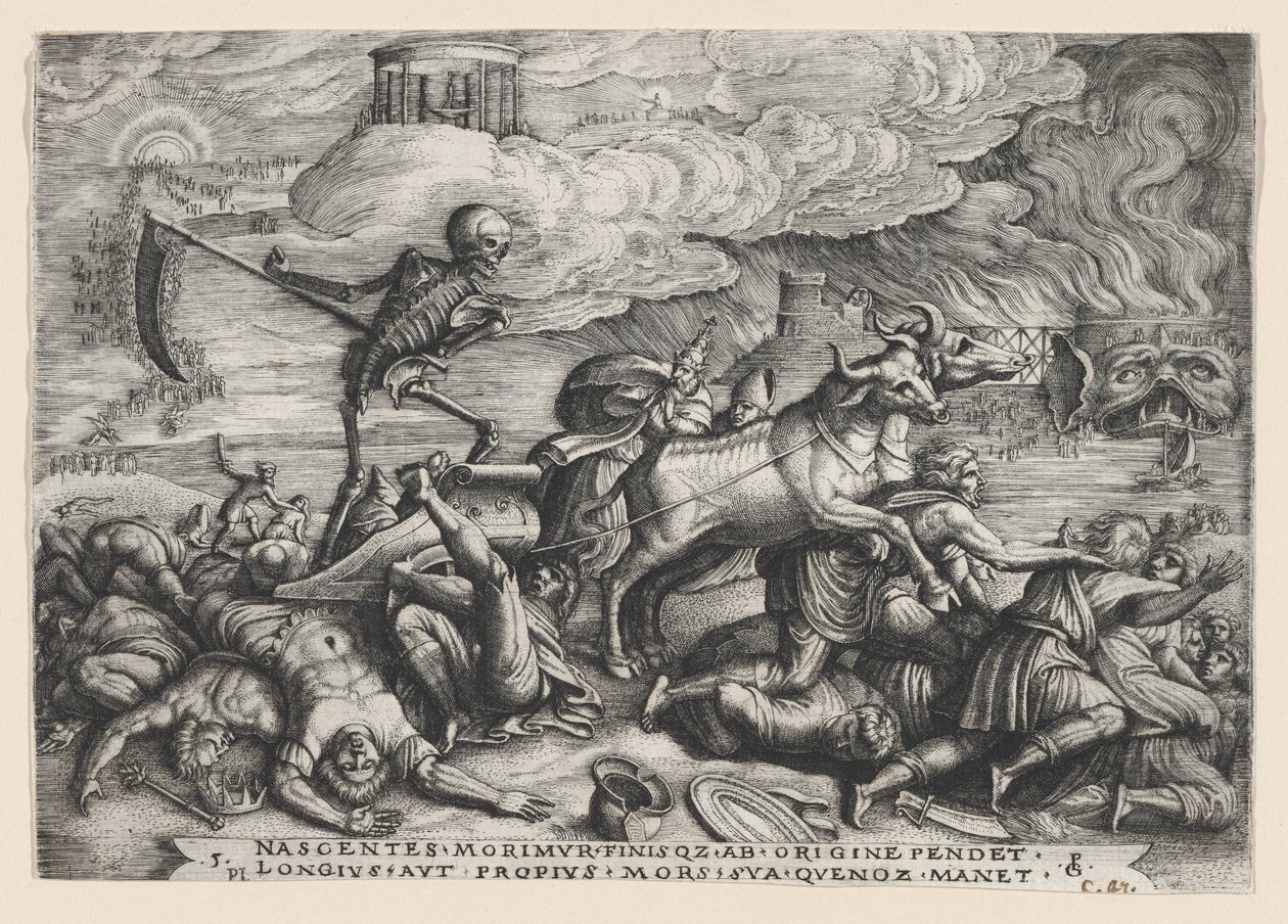 Dödens triumf i tiden, från Petrarkas triumf. av Georg Pencz