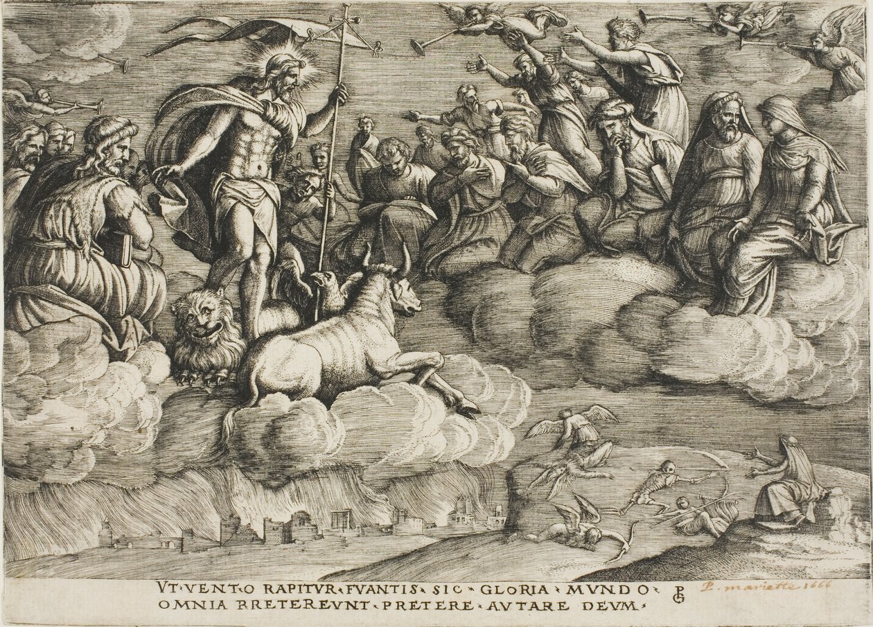 The Triumph of Eternity, tallrik sex från The Triumphs of Petrarch av Georg Pencz