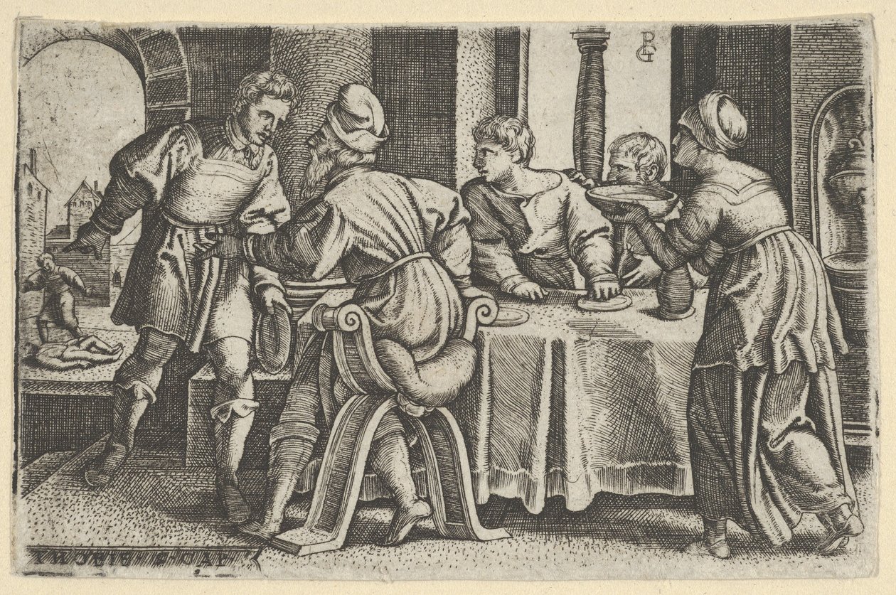 Tobias lämnar bordet, från The Story of Tobias, 1543. av Georg Pencz