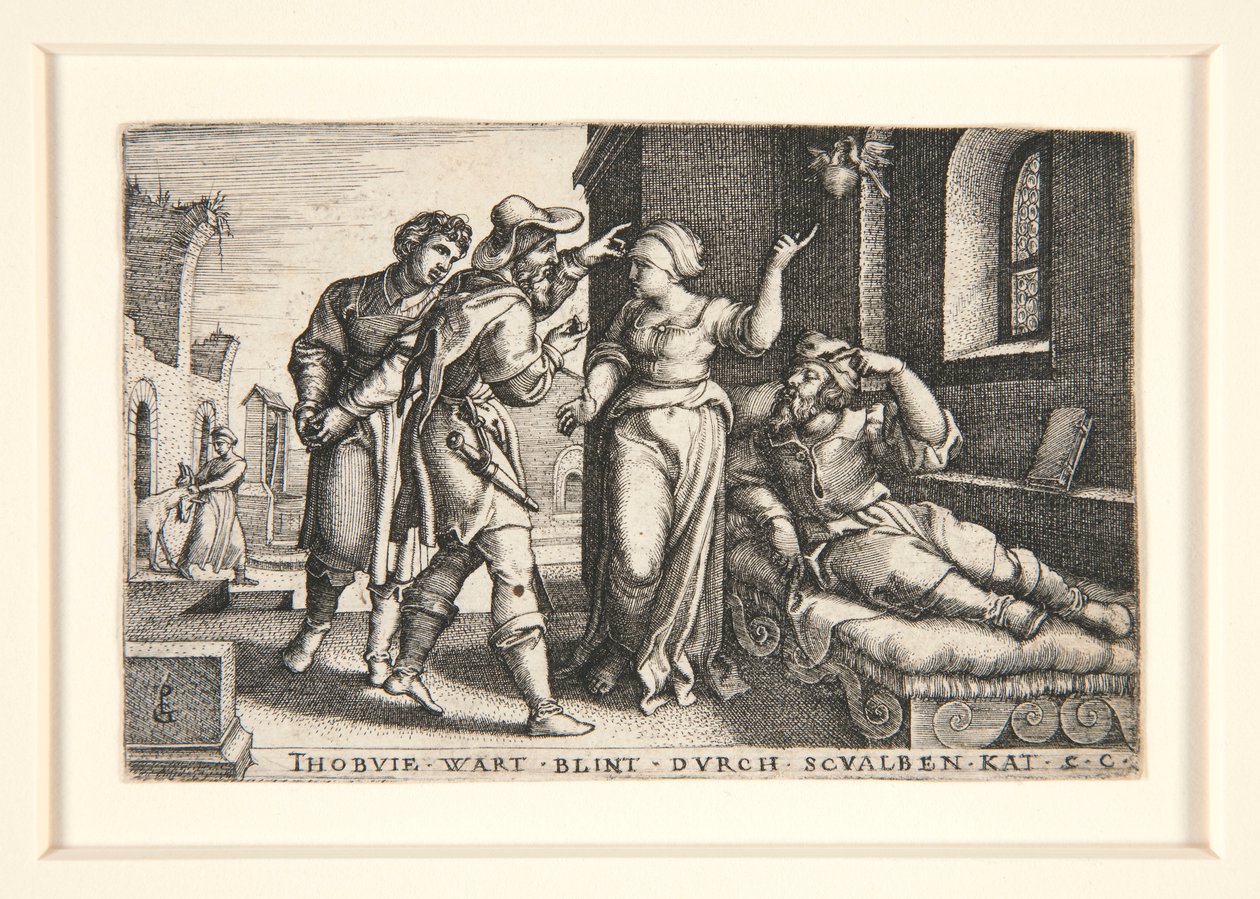 Tobit Blinded, pl. 3 från serien The Story of Tobit av Georg Pencz