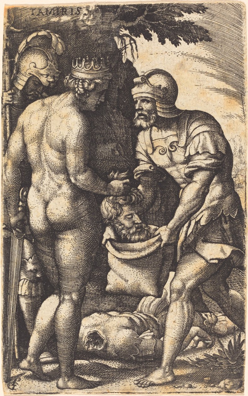 Tomyris med Cyrus huvud av Georg Pencz
