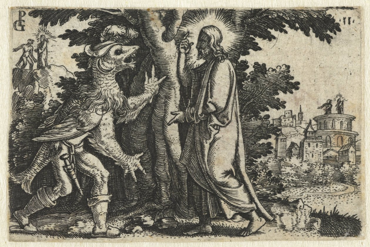 Kristi frestelse av djävulen Life of Christ (serietitel) av Georg Pencz