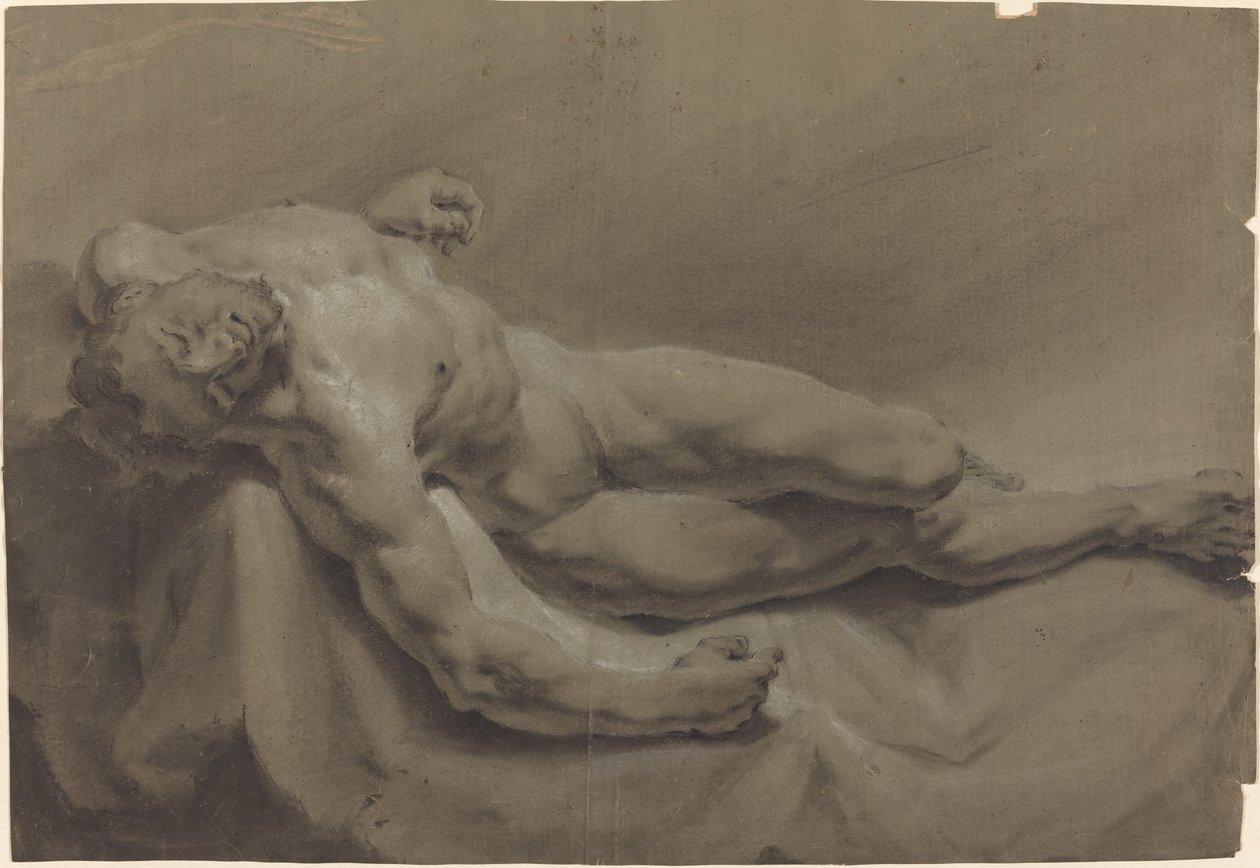 En liggande manlig naken av Georg Raphael Donner