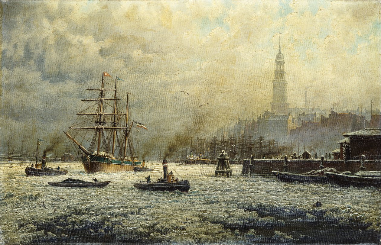 Hamnen i Hamburg, 1893 av Georg Schmitz