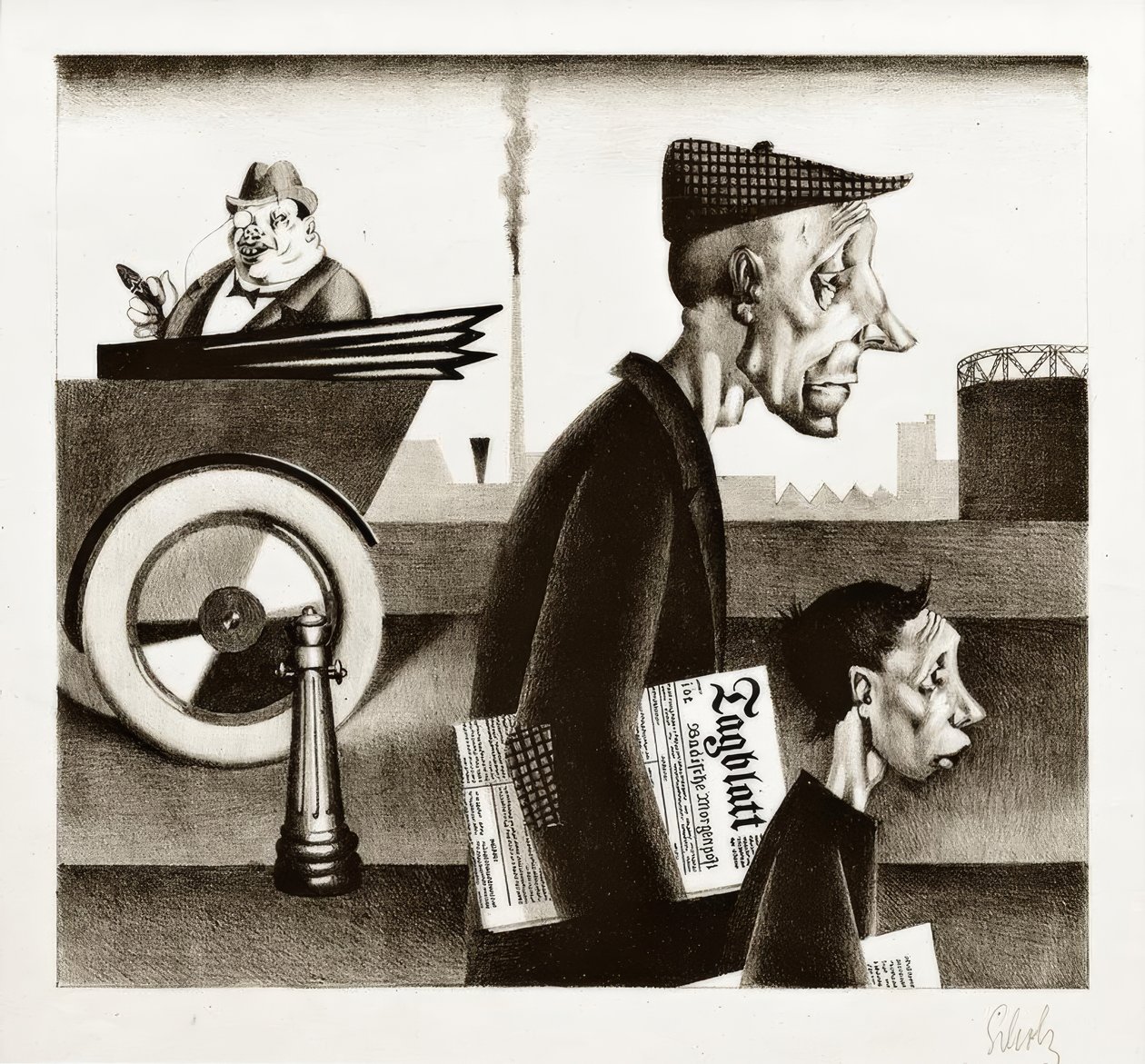 Georg Scholz, tidningsbärare (arbete kränker) av Georg Scholz