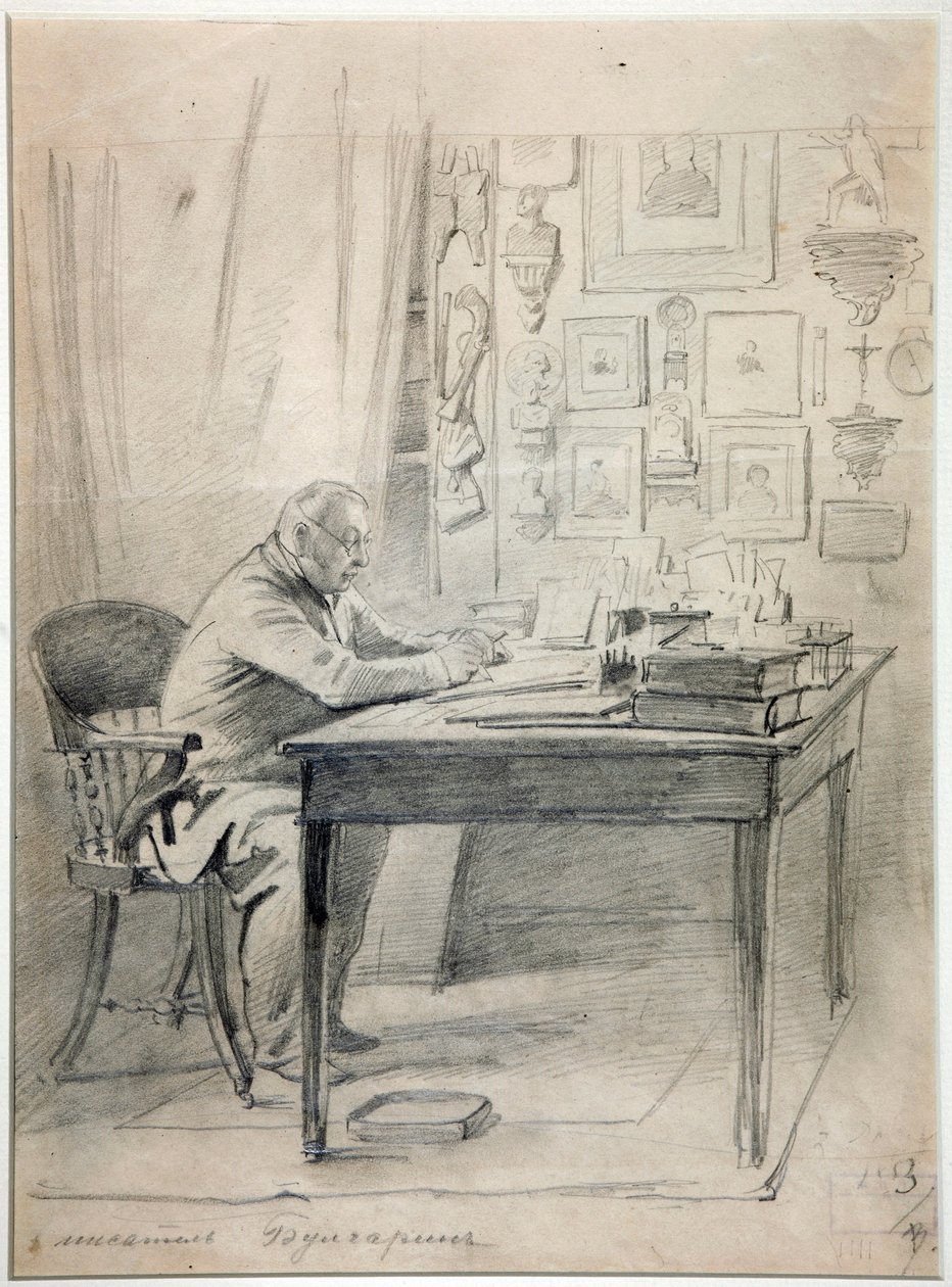 Faddei Boulgarine - Porträtt av författaren Faddei Bulgarin (1789-1859) av Timm, Vasily (George Wilhelm) (1820-1895) av Georg Wilhelm Timm