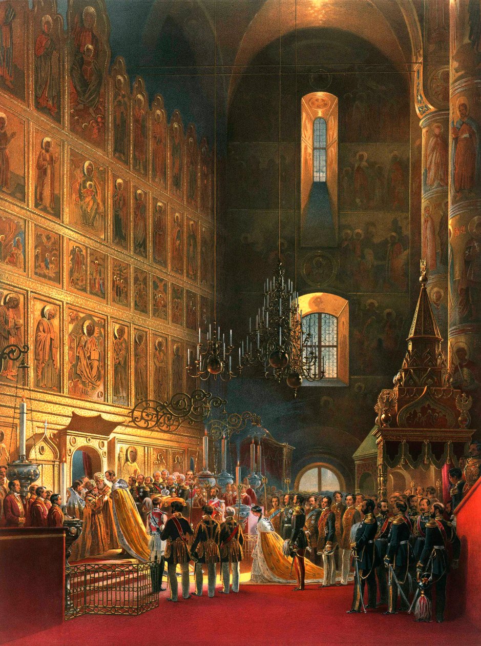 Smörjelsen av tsar Alexander II av Ryssland, Moskva, 1856. av Georg Wilhelm Timm