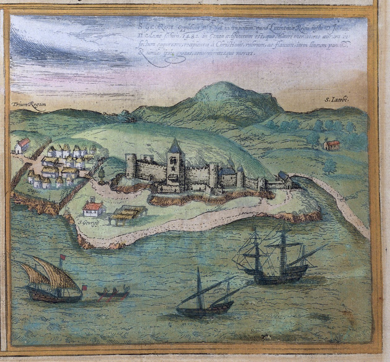 Elmina från Cities of the World, c.1572 av Georg Braun und Franz Hogenberg