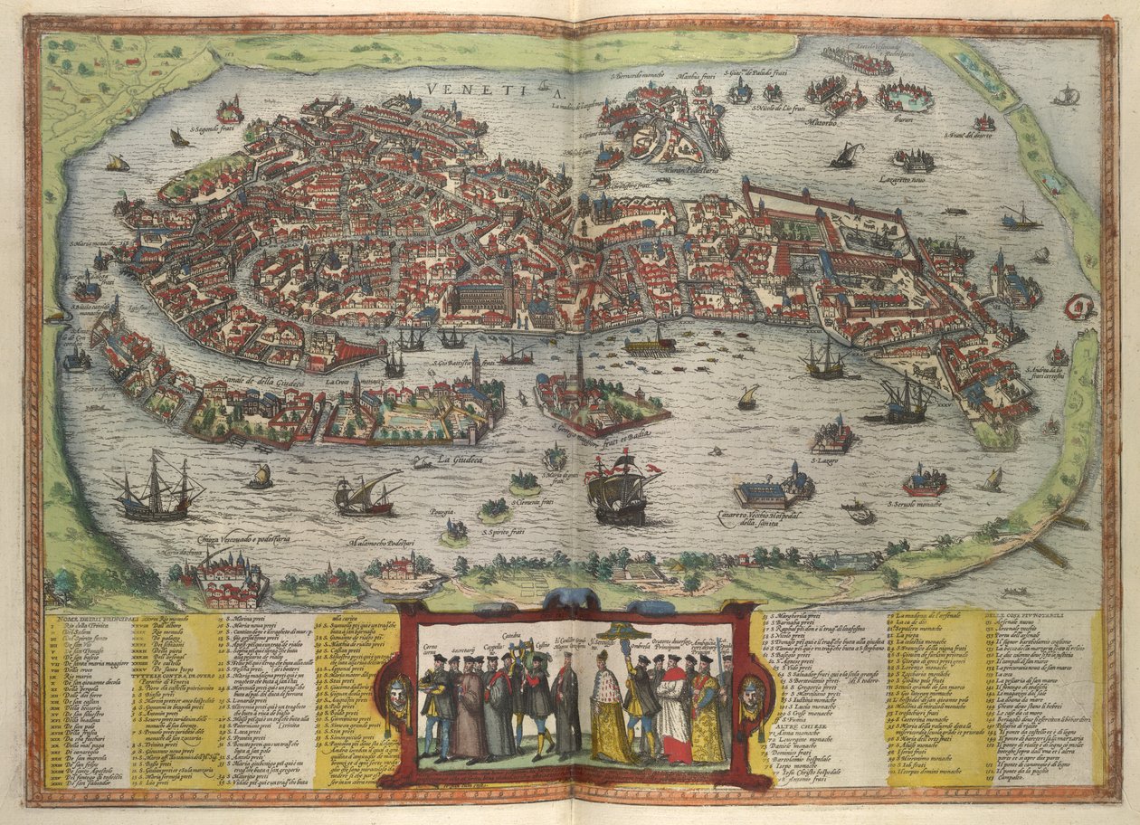 Utsikt över Venedig av Georg and Hogenberg Franz Braun