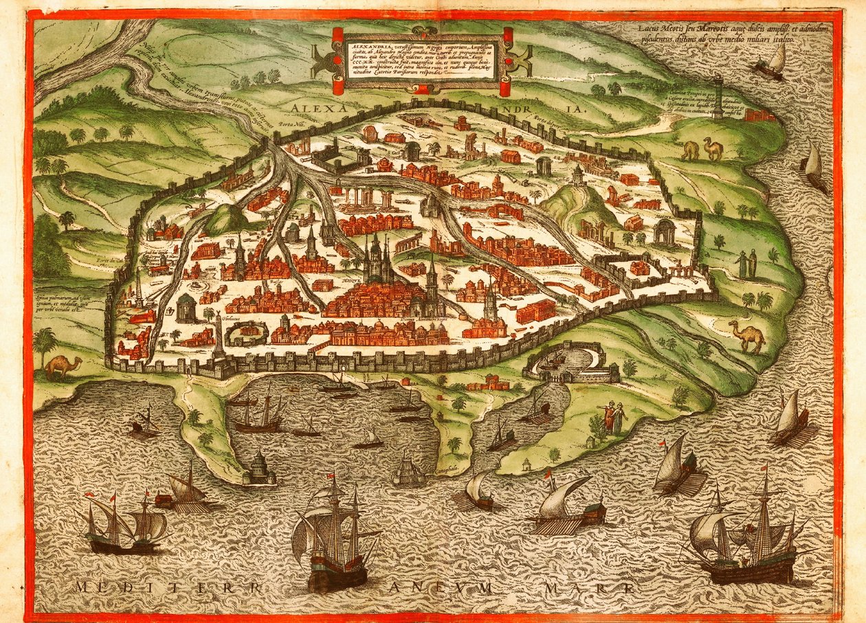 Alexandria, Egypten av Georg and Hogenberg Franz (1535-90) Braun