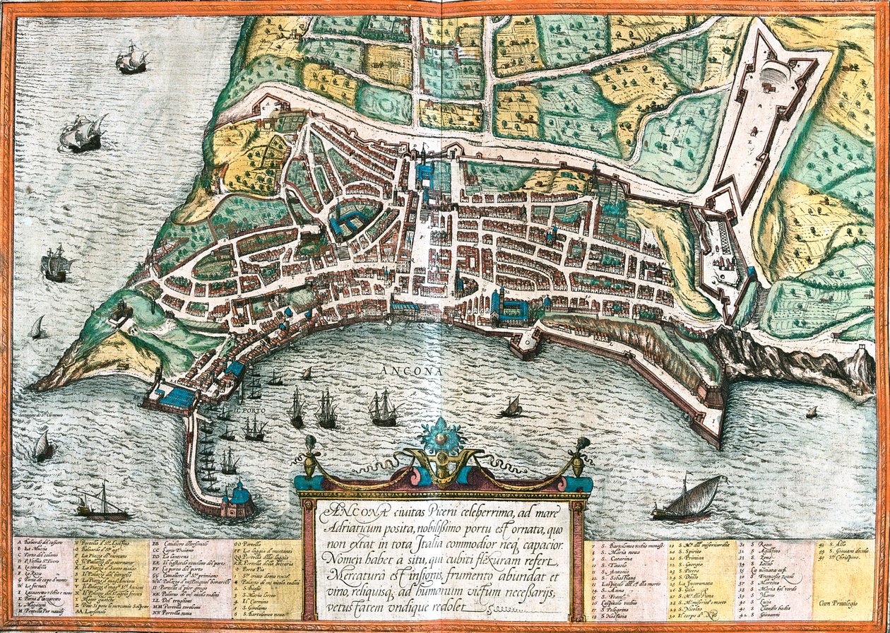 Ancona, Italien av Georg and Hogenberg Franz (1535-90) Braun