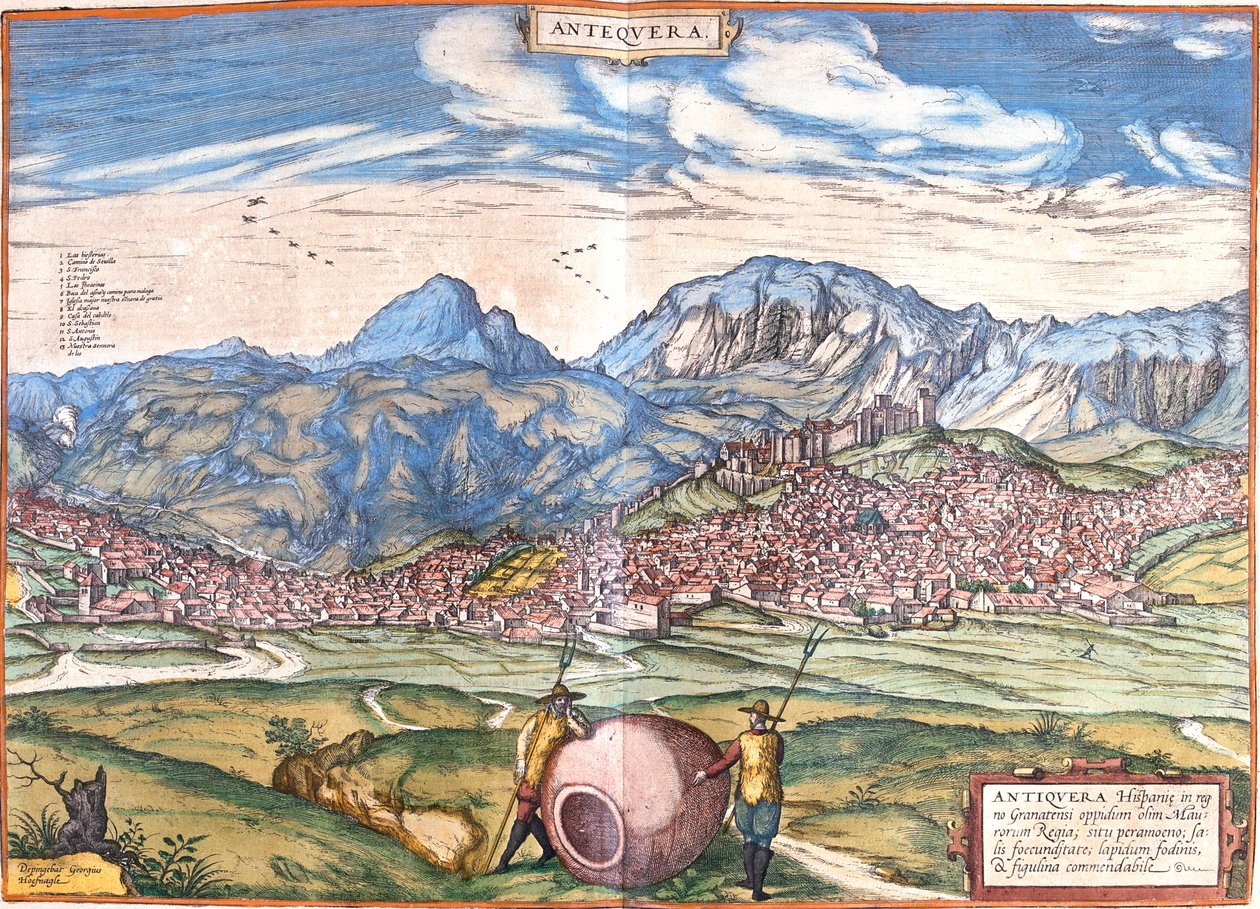 Antequera, Spanien av Georg and Hogenberg Franz (1535 90) Braun