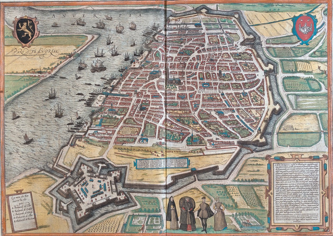 Antwerpen, Belgien av Georg and Hogenberg Franz (1535-90) Braun