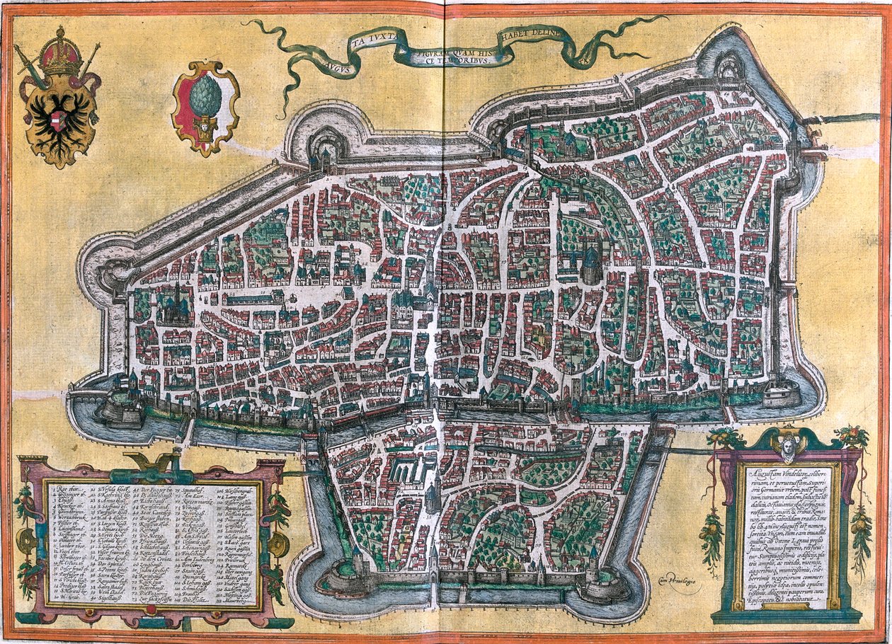 Augsburg, Tyskland av Georg and Hogenberg Franz (1535 90) Braun