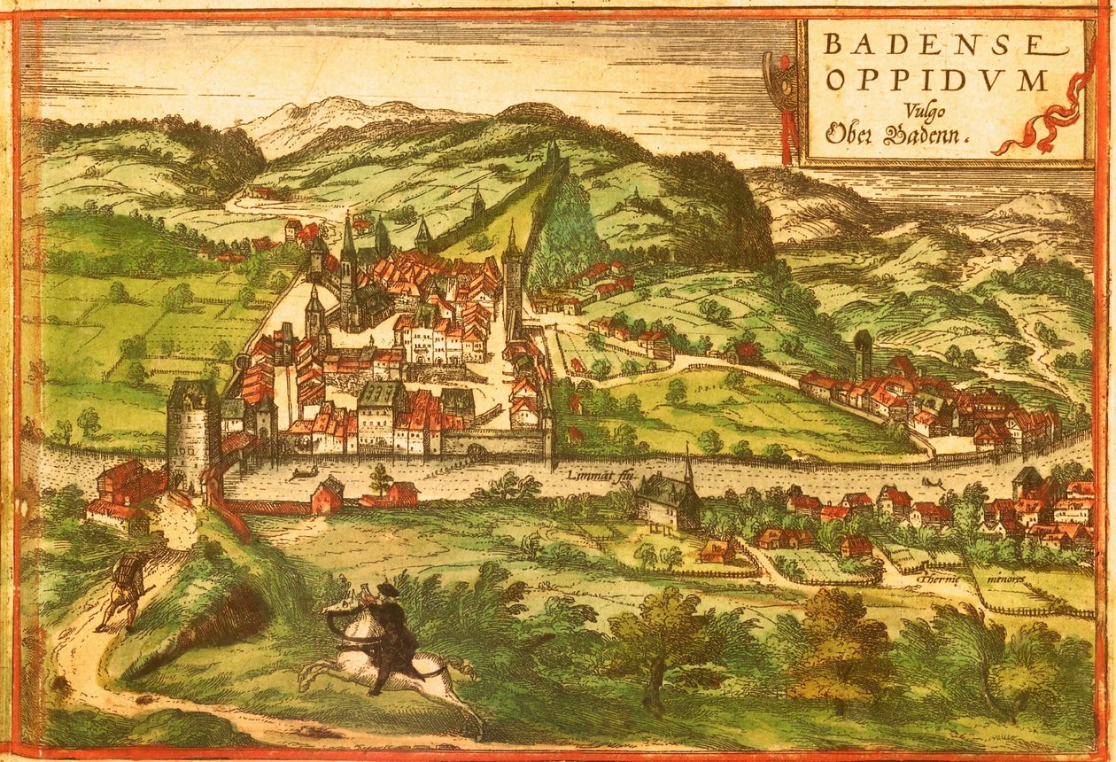 Baden, Spa, Schweiz av Georg and Hogenberg Franz (1535 90) Braun