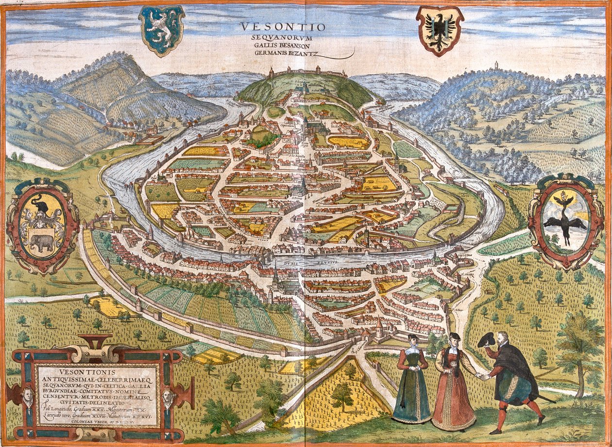 Besançon, Frankrike av Georg and Hogenberg Franz (1535 90) Braun