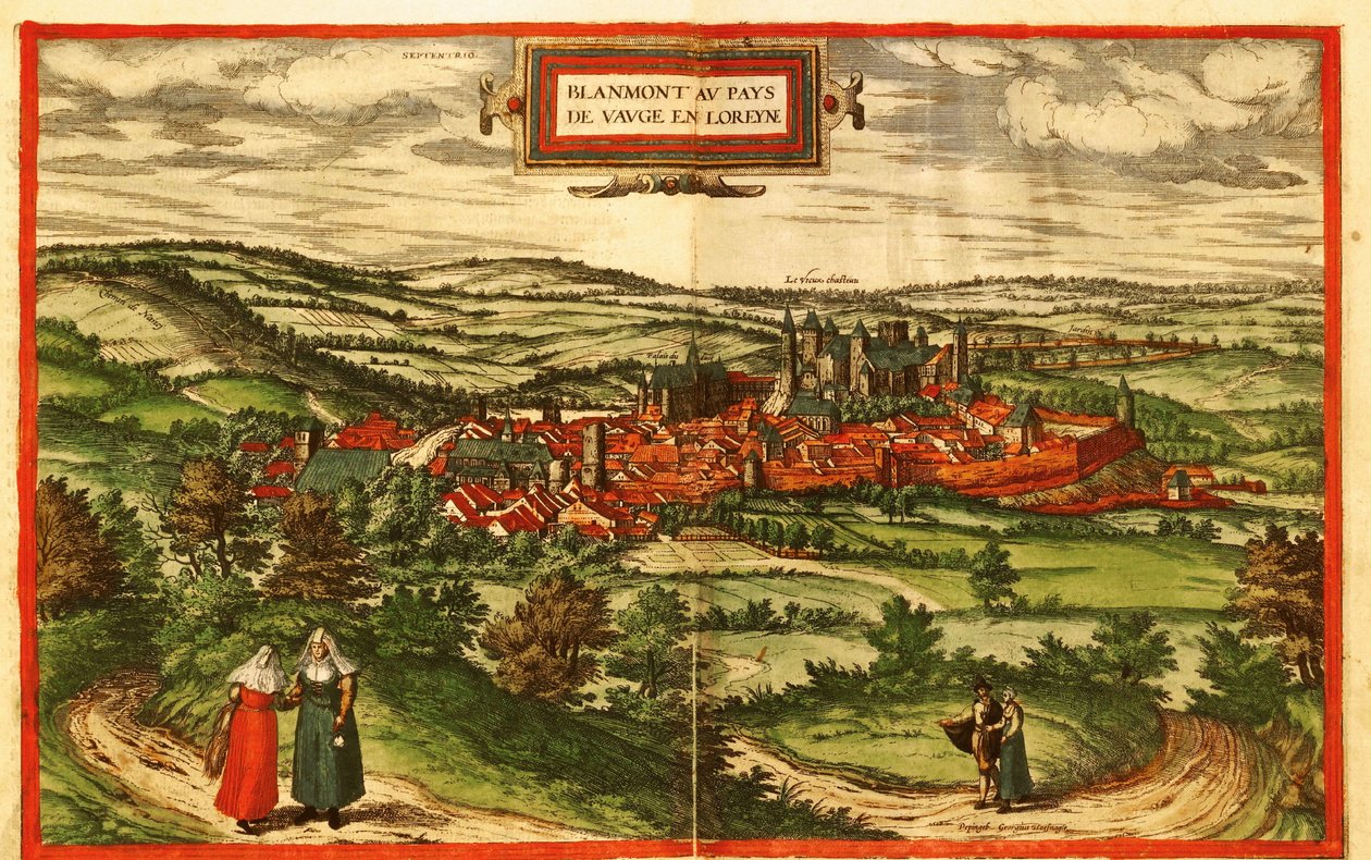 Blamont, lantlig stad i Frankrike av Georg and Hogenberg Franz (1535 90) Braun