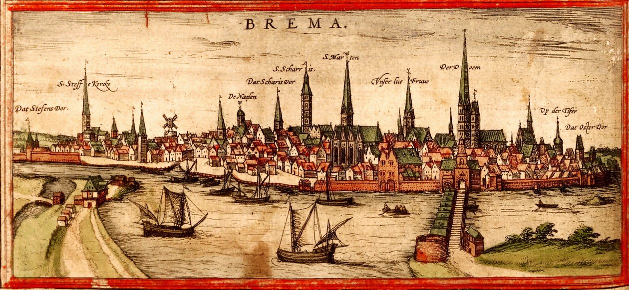 Bremen av Georg and Hogenberg Franz (1535 90) Braun