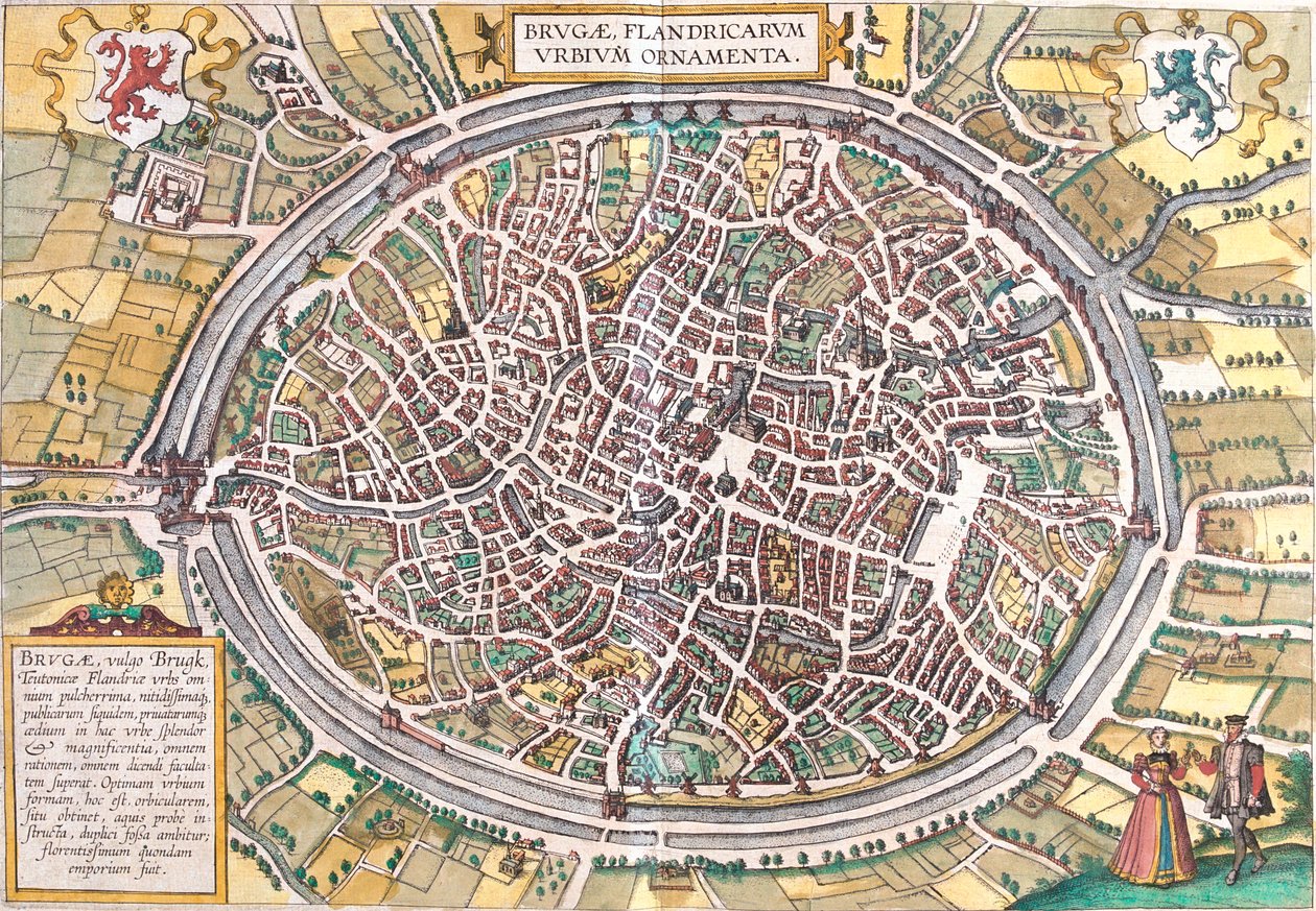 Brygge, Belgien av Georg and Hogenberg Franz (1535 90) Braun