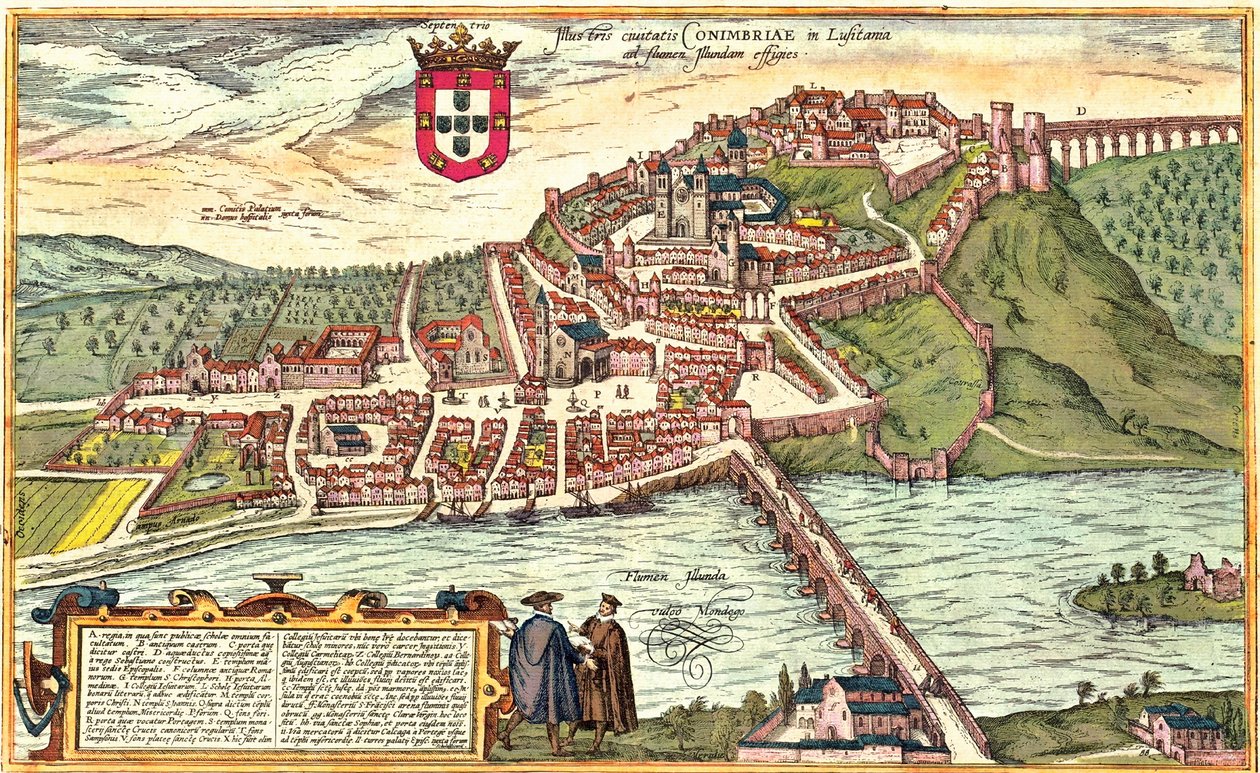 Coimbra, Portugal av Georg and Hogenberg Franz (1535 90) Braun