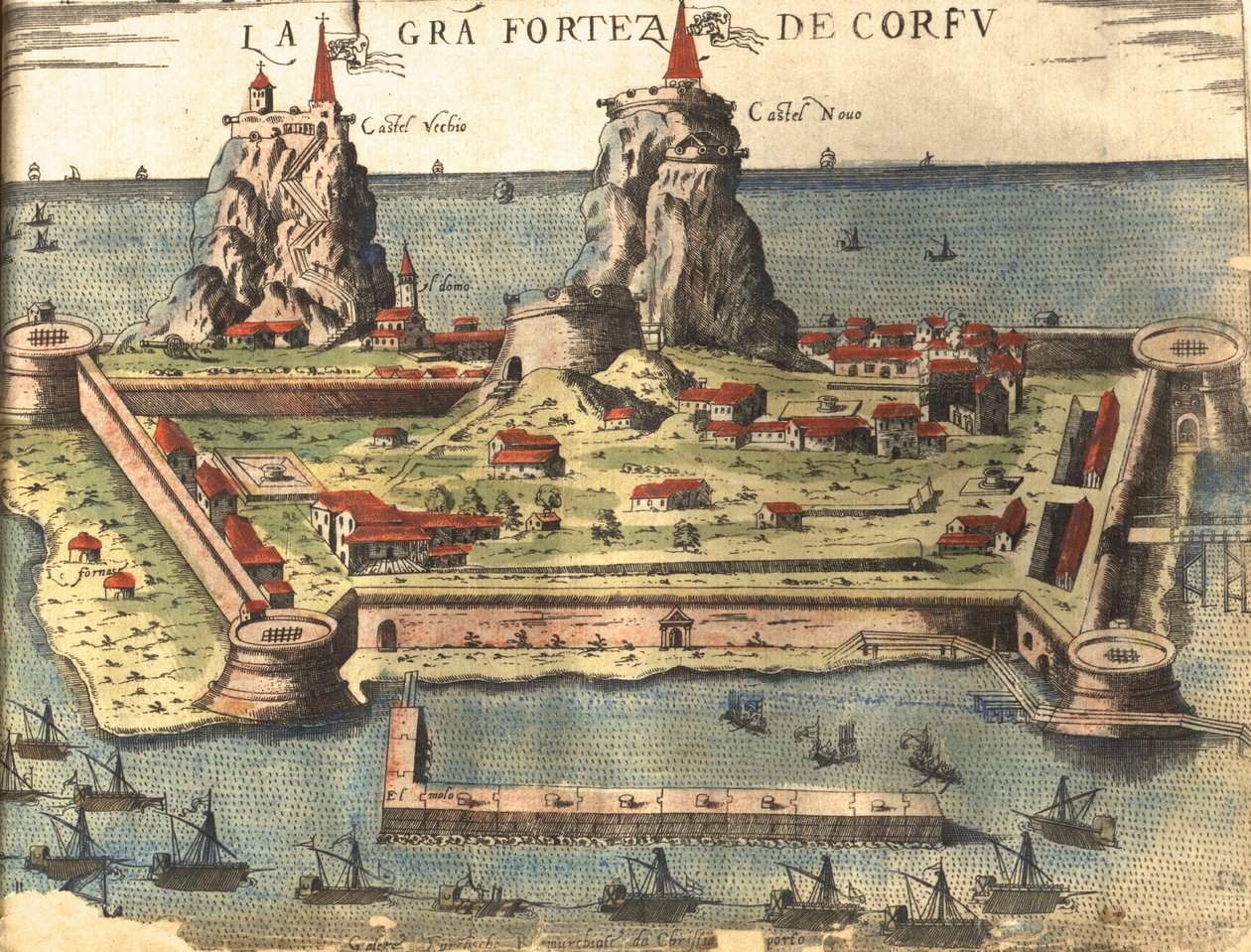 Korfu, Grekland av Georg and Hogenberg Franz (1535 90) Braun