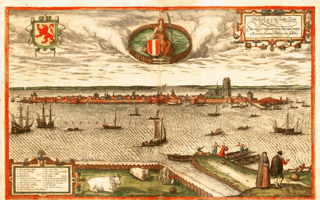 Dordrecht, Nederländerna av Georg and Hogenberg Franz (1535 90) Braun