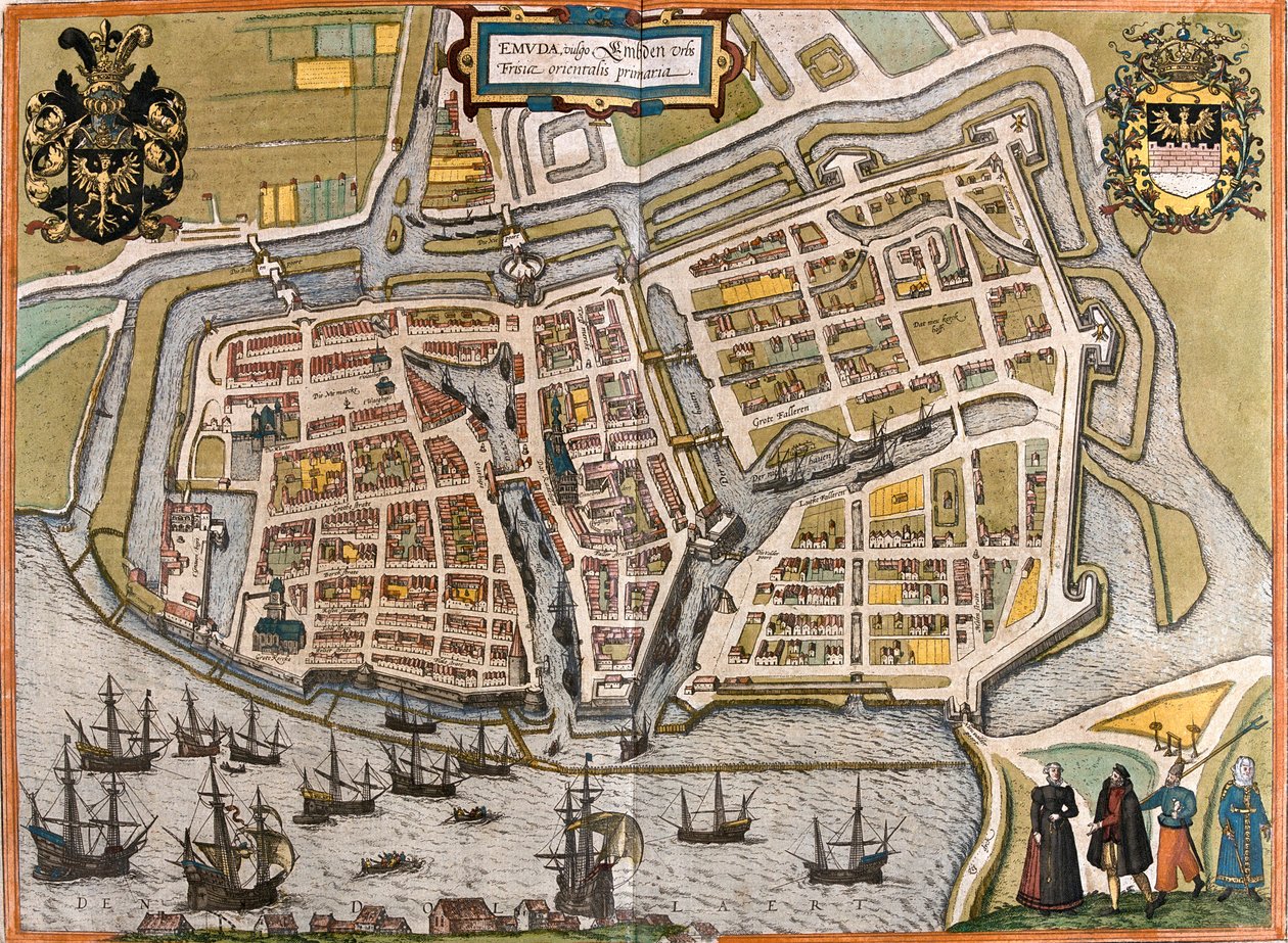 Emden, Tyskland av Georg and Hogenberg Franz (1535 90) Braun