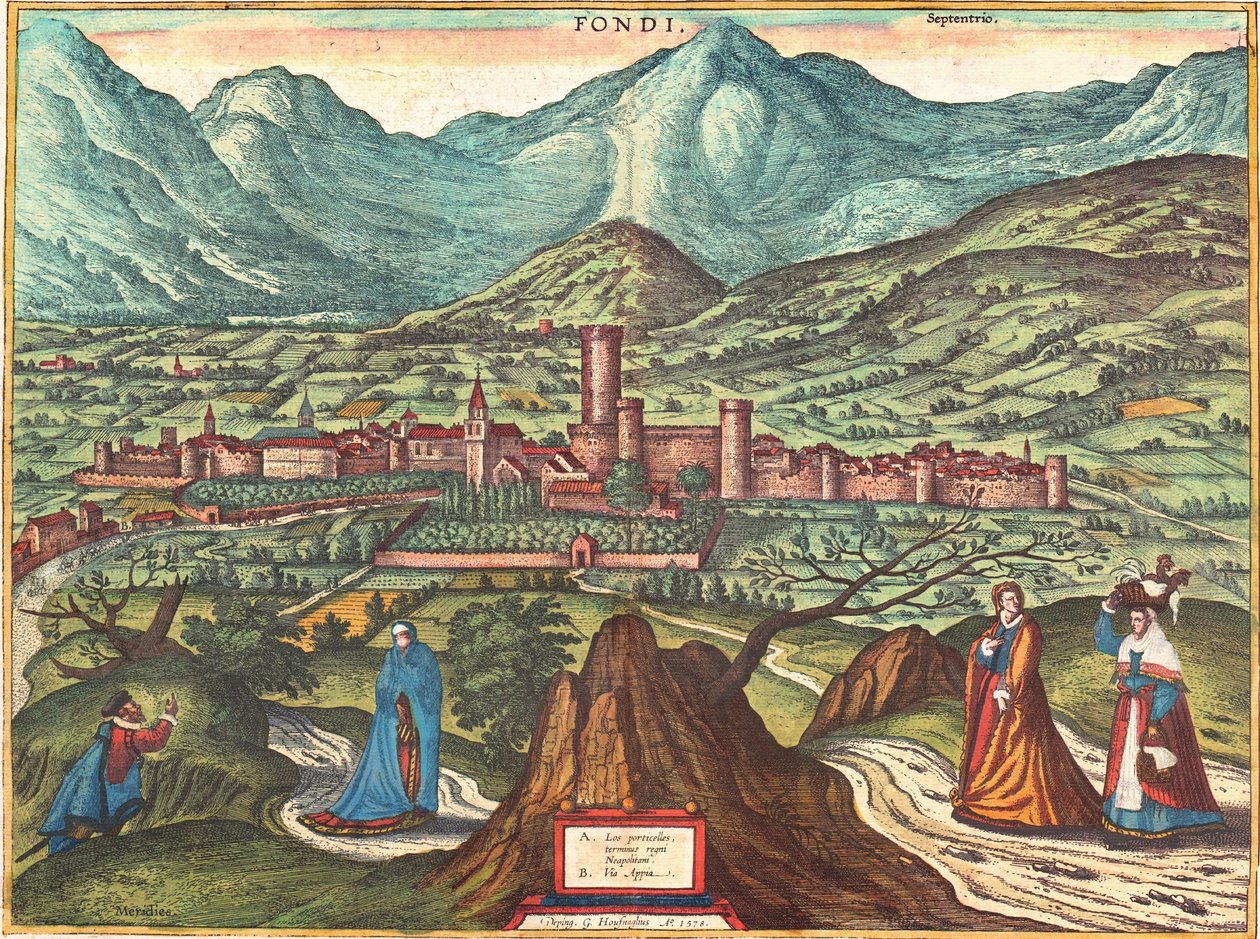 Fondi, Italien av Georg and Hogenberg Franz (1535 90) Braun
