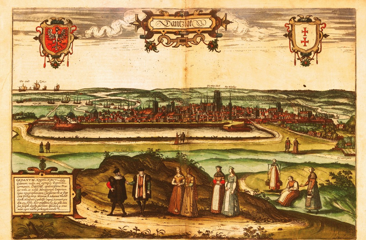 Gdansk, Polen av Georg and Hogenberg Franz (1535 90) Braun