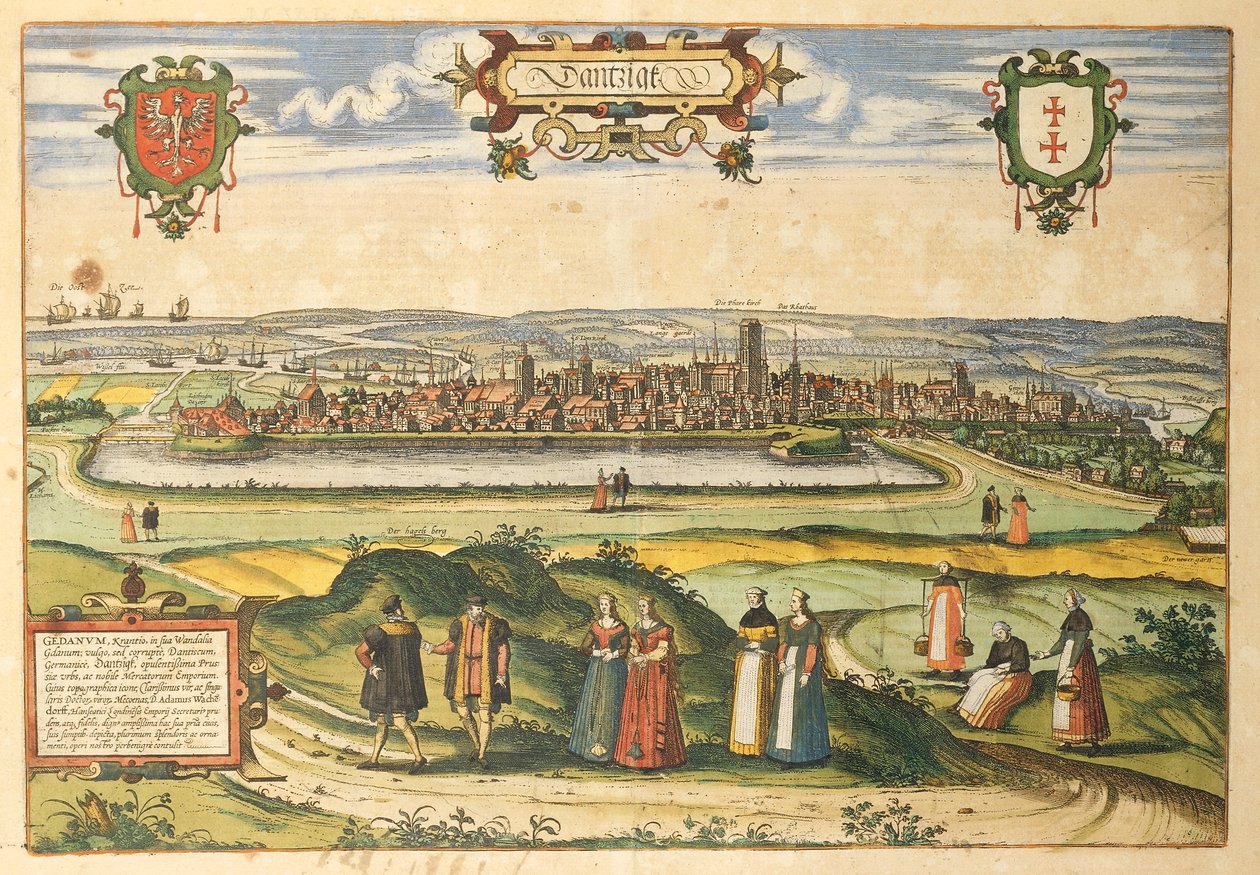 Gdansk från World Cities av Georg Braun av Georg Braun and Hogenberg Franz