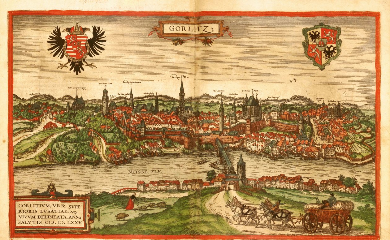 Gorlitz, Tyskland av Georg and Hogenberg Franz (1535 90) Braun
