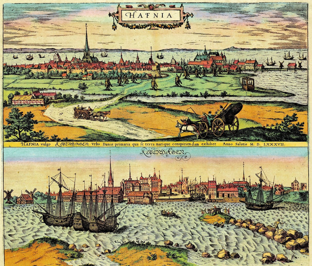 Hafnia / Kobenhavn, Danmark av Georg Braun and Hogenberg Franz