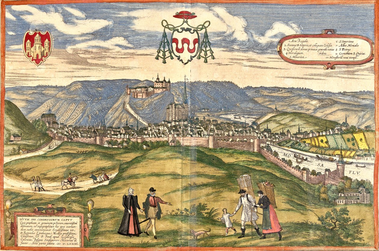 Huy, Belgien av Georg and Hogenberg Franz (1535 90) Braun