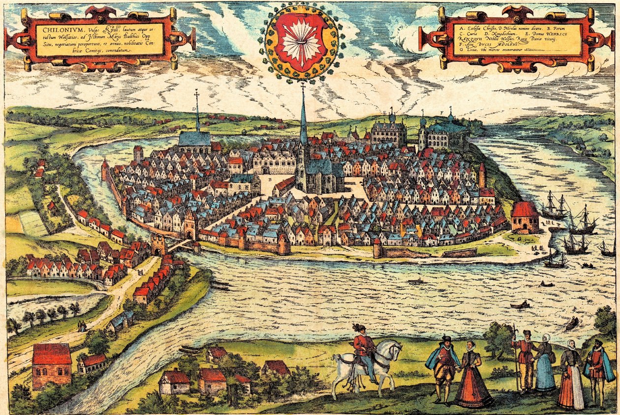 Kiel, Tyskland av Georg and Hogenberg Franz (1535 90) Braun