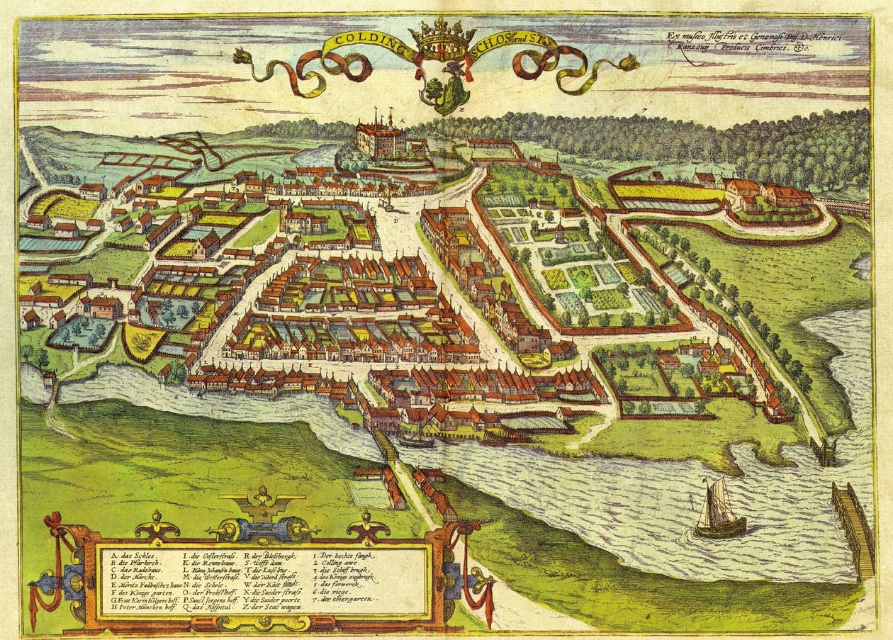 Kolding, Danmark av Georg and Hogenberg Franz (1535 90) Braun