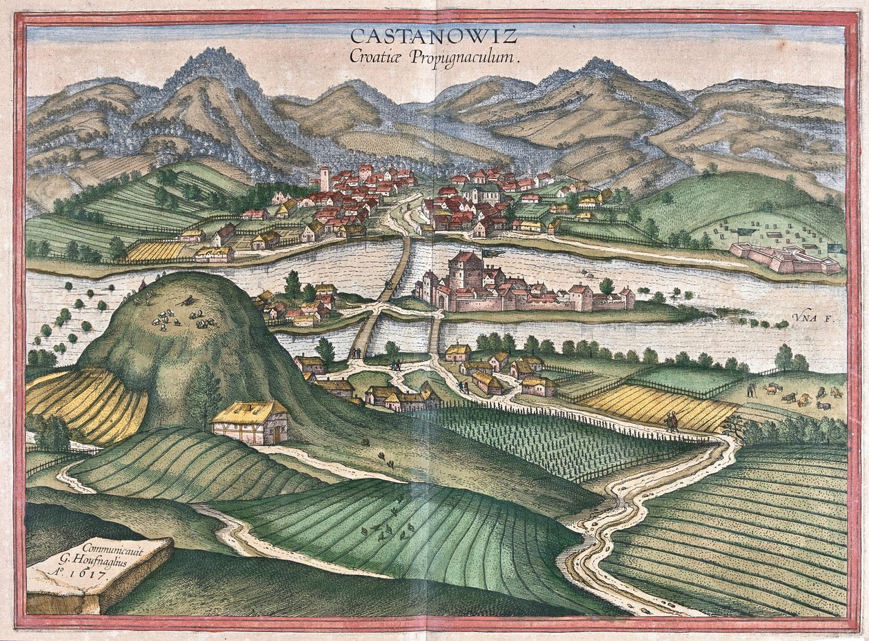 Kostajnica, Kroatien (gravyr av Georg Braun and Hogenberg Franz