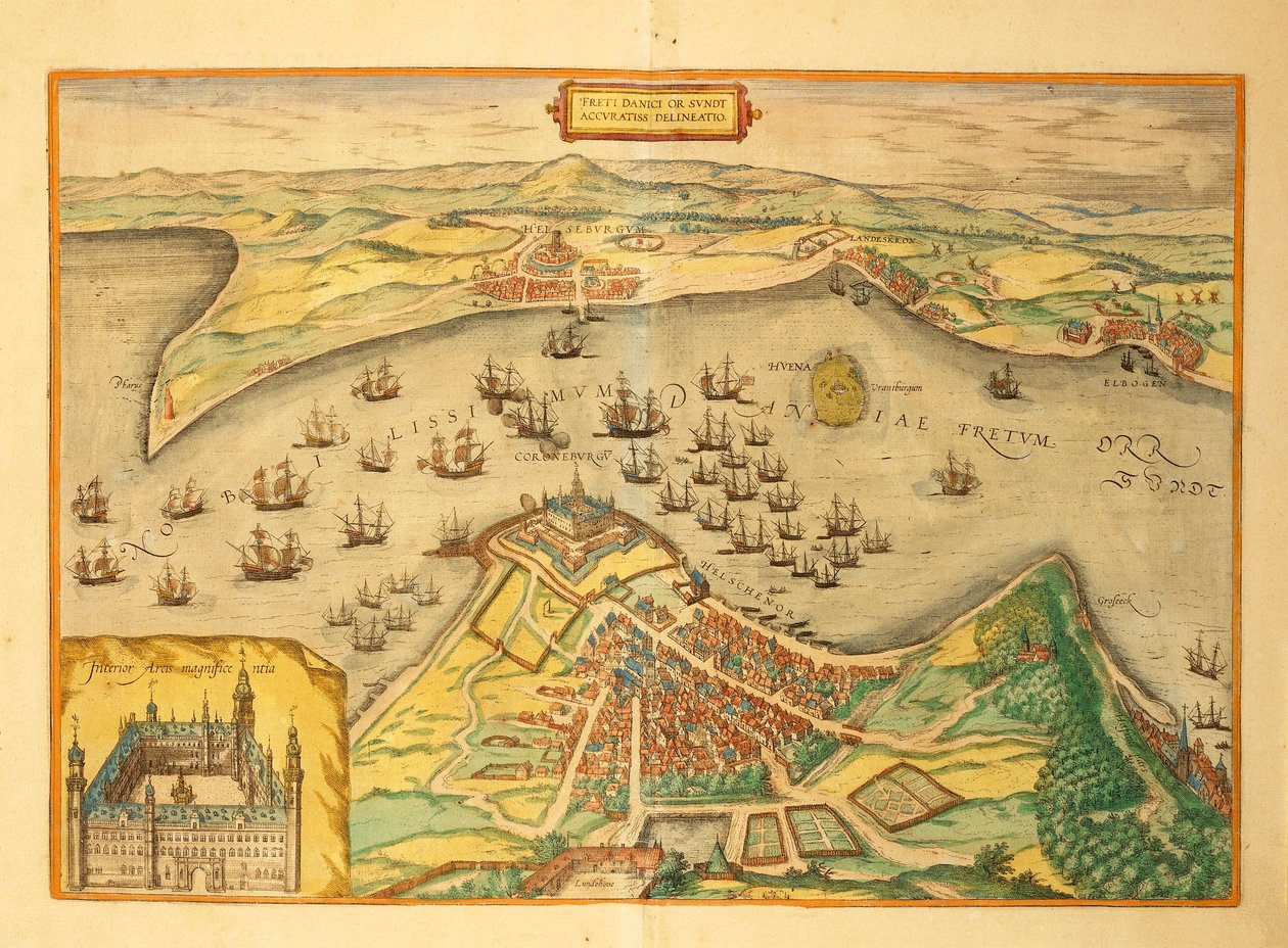 Kronborg från Världens städer av Georg Braun av Georg Braun and Hogenberg Franz