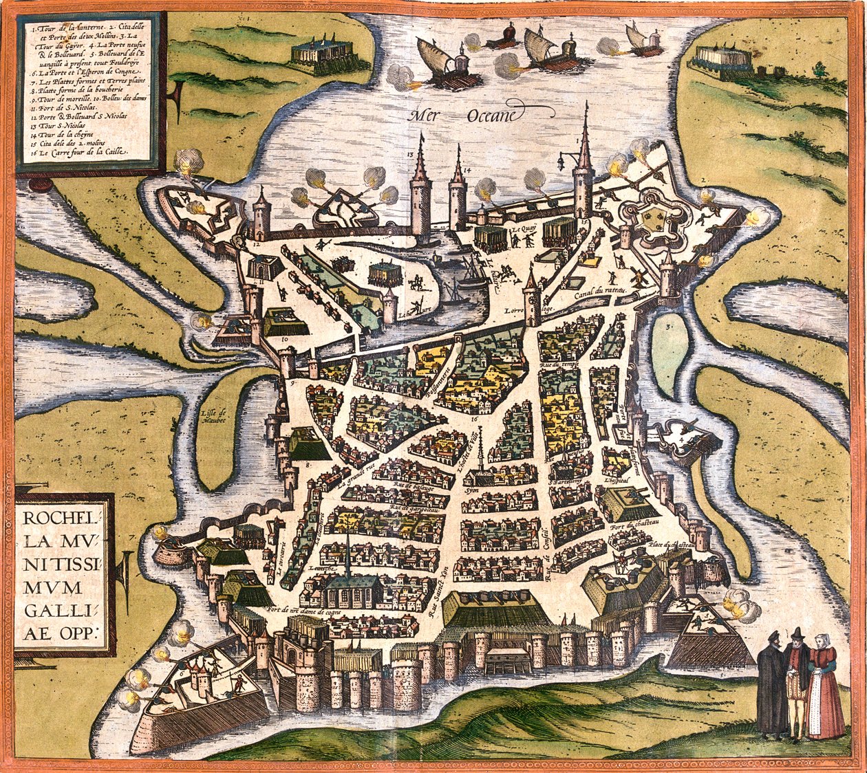 La Rochelle, Frankrike av Georg and Hogenberg Franz (1535 90) Braun
