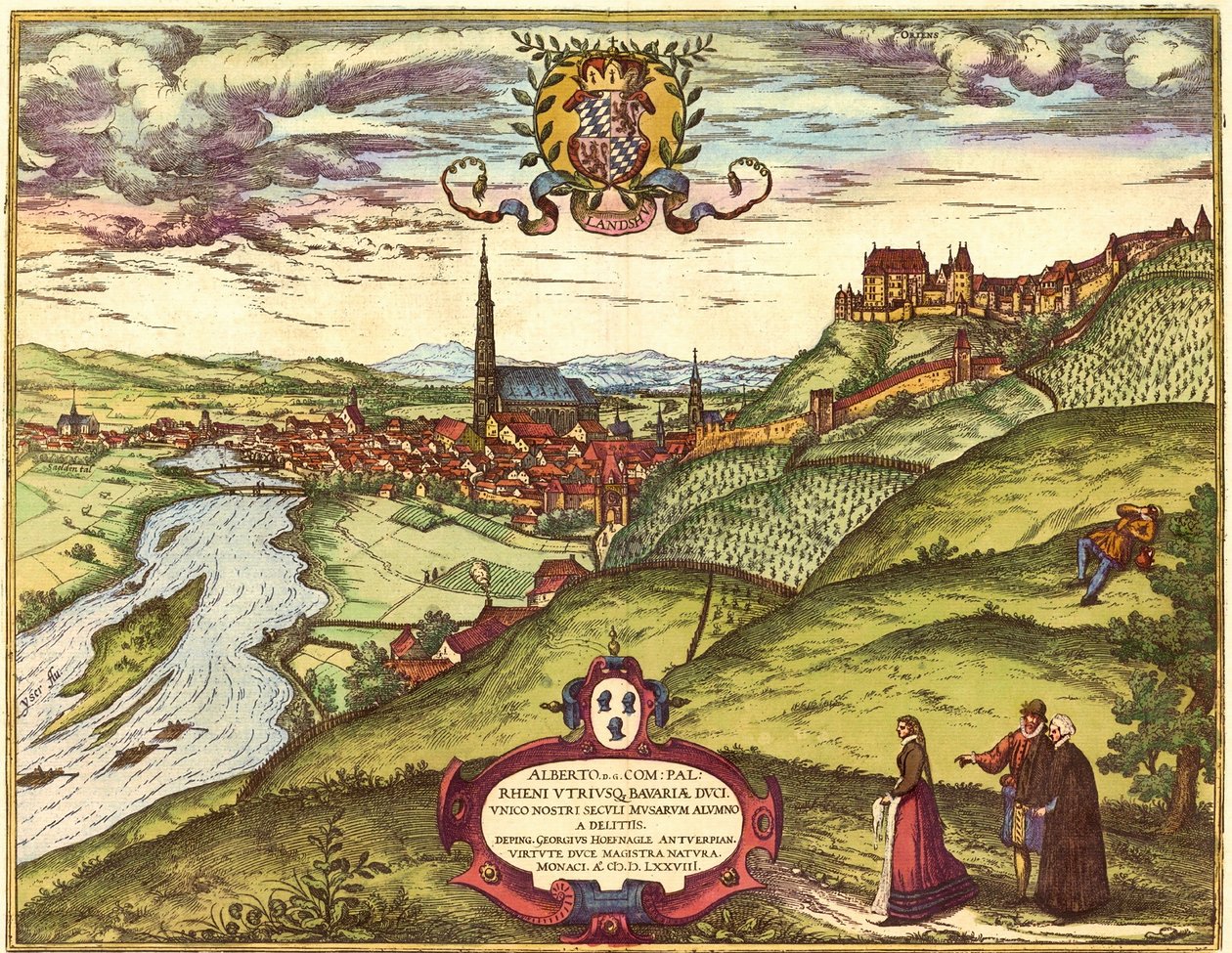 Landshut, Tyskland av Georg and Hogenberg Franz (1535 90) Braun