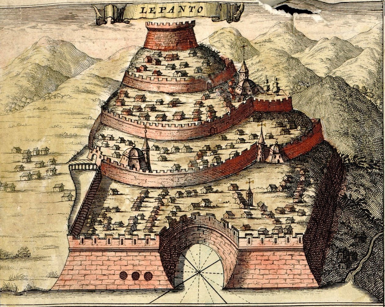 Lepanto, Grekland av Georg and Hogenberg Franz (1535 90) Braun