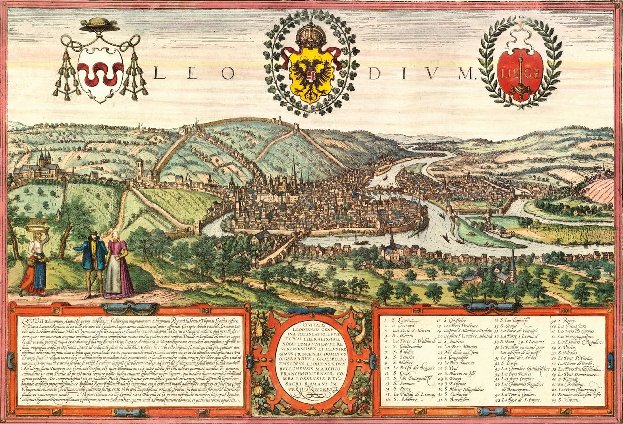 Liege, Belgien av Georg and Hogenberg Franz (1535 90) Braun