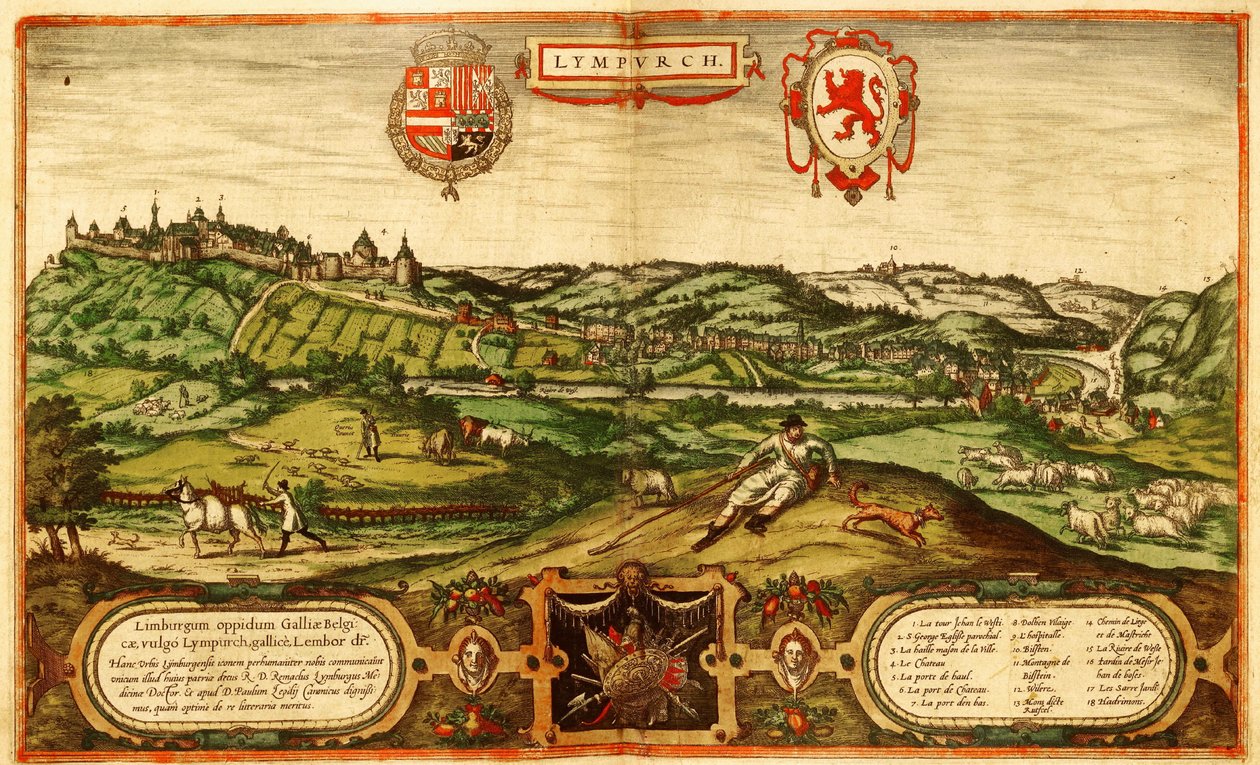 Limbourg, Nederländerna av Georg and Hogenberg Franz (1535 90) Braun
