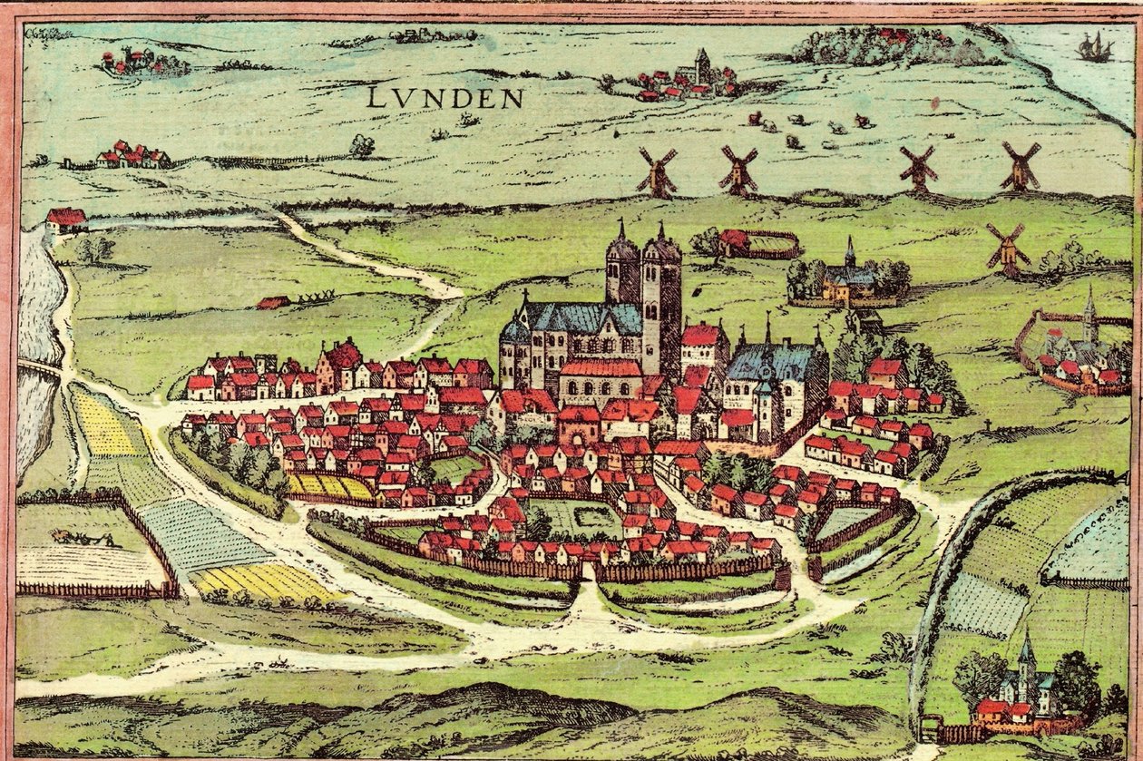 Lund, Sweden av Georg and Hogenberg Franz (1535 90) Braun