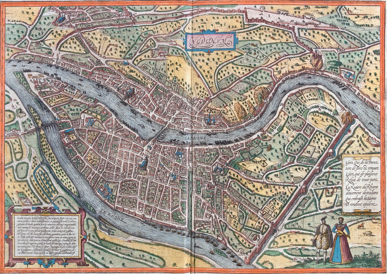Lyon, Frankrike av Georg and Hogenberg Franz (1535 90) Braun