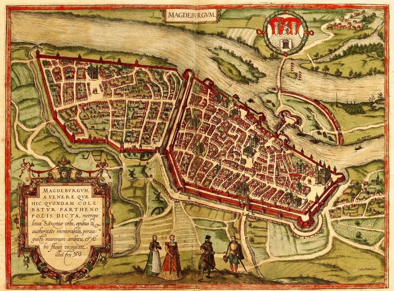 Magdeburg, Tyskland av Georg and Hogenberg Franz (1535 90) Braun