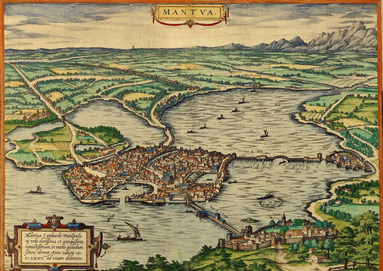 Mantua, Italien av Georg and Hogenberg Franz (1535 90) Braun