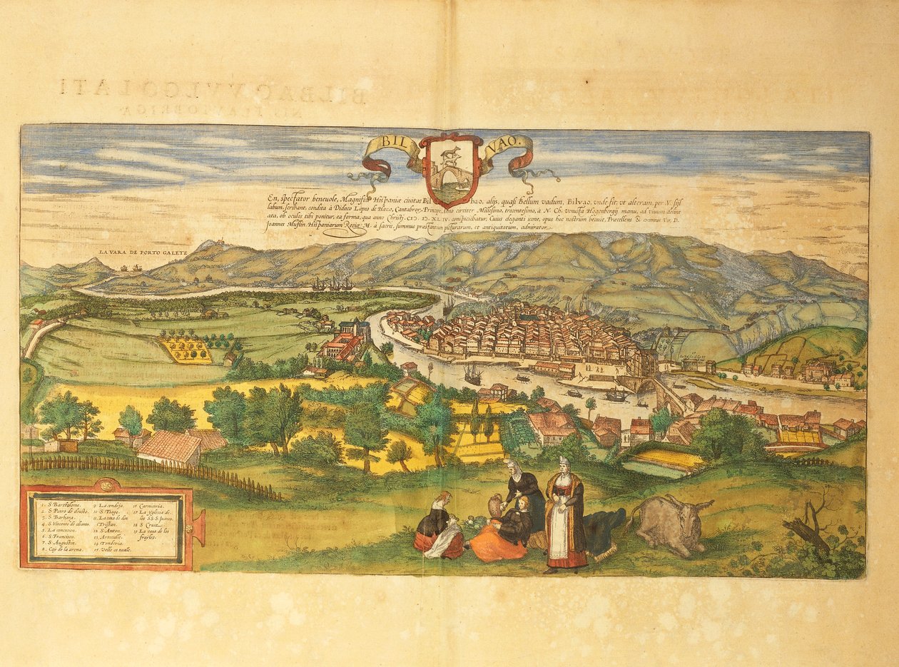 Karta över Bilbao från andra världskriget av Georg Braun av Georg Braun and Hogenberg Franz