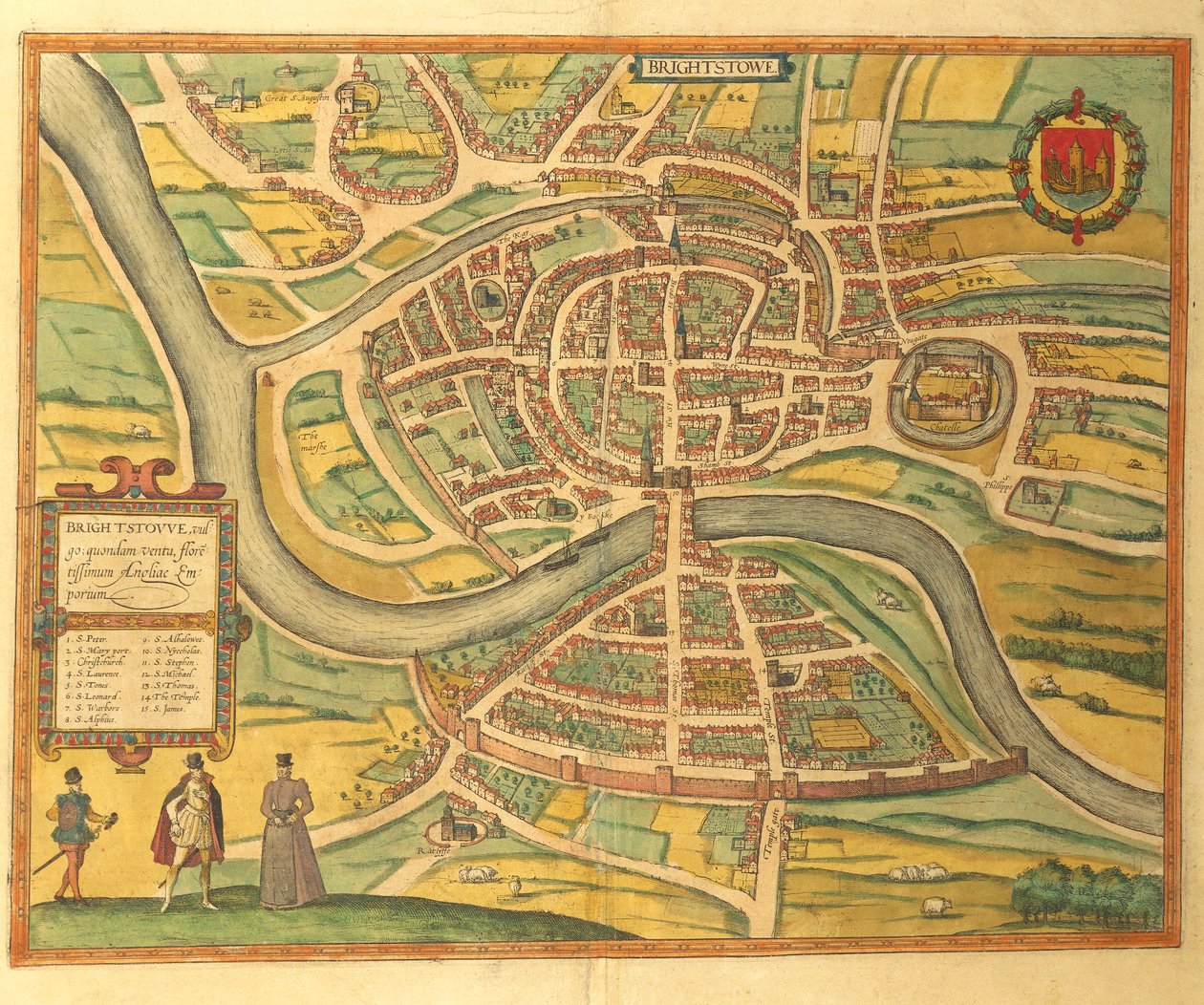 Karta över Bristol från World Cities av Georg Braun av Georg Braun and Hogenberg Franz