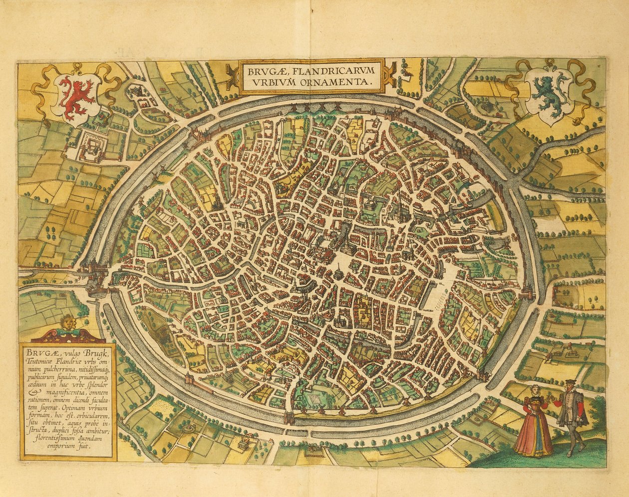 Karta över Brygge från världsstäder av Georg Braun av Georg Braun and Hogenberg Franz